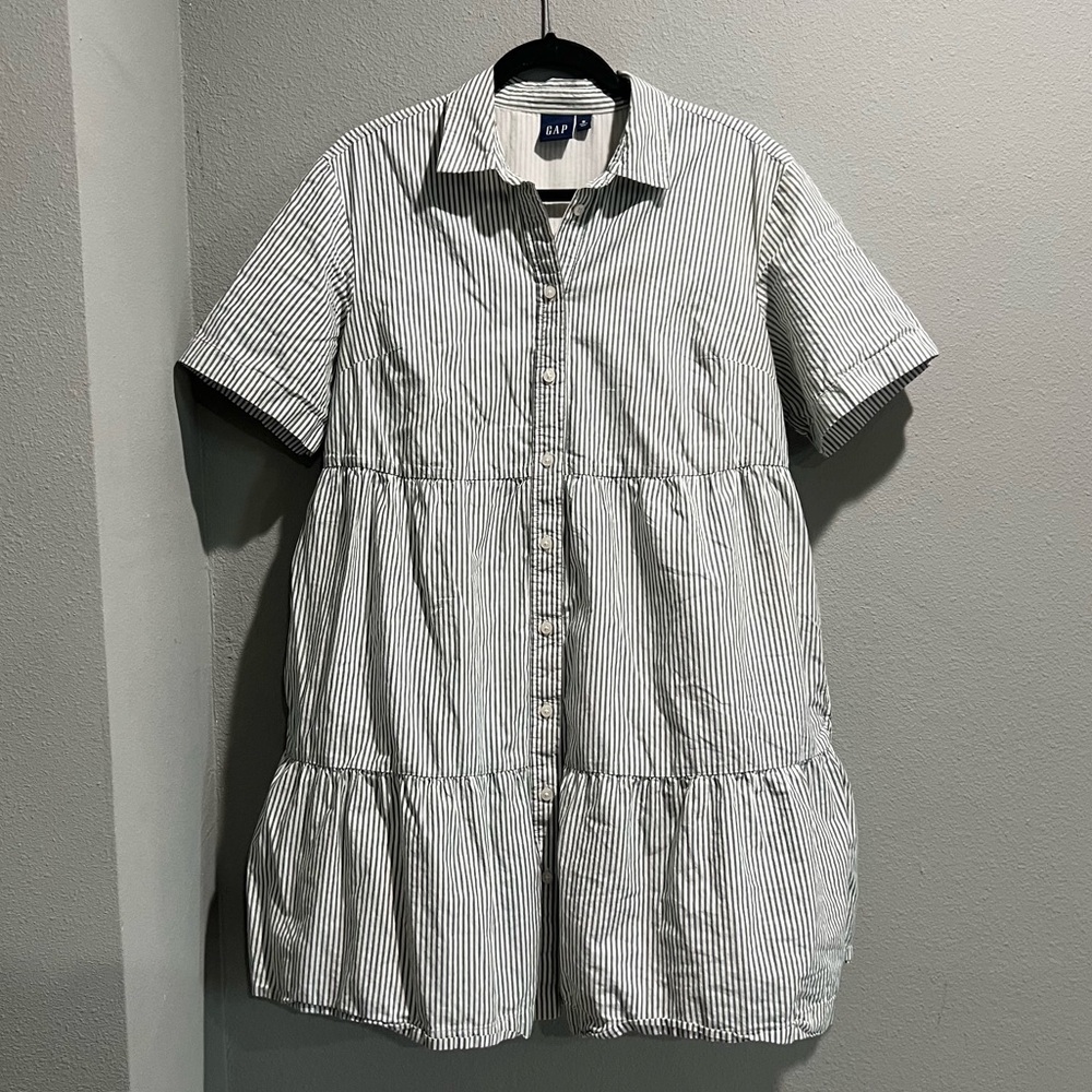 GAP Striped Button-Front Shirt Dress